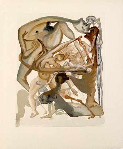 Salvador DALI - La Divine Comédie - Enfer 11 - Au bord du 7ème bolge, 1963 - Gravure originale 2