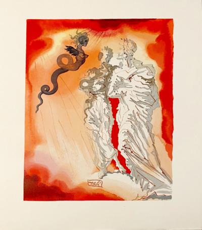 Salvador DALI - La Divine Comédie - Enfer 21 - Le Diable noir, 1963 - Gravure originale 2