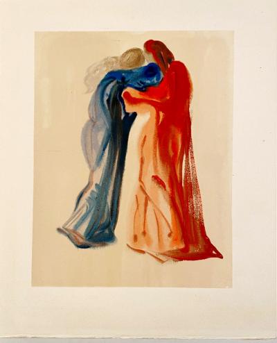 Salvador DALI - La Divine Comédie - Purgatoire 29 - Rencontre de Dante et Béatrice, 1963 - Gravure originale