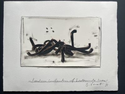 Bernar VENET - Random Combination of Indeterminate Lines, 1991, crayon gras et collage sur ​papier 2