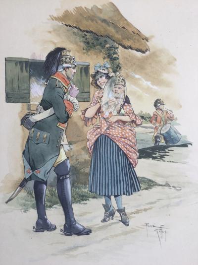 René GIFFEY - Scène de genre,vers 1920 - Gouache et aquarelle signée 2