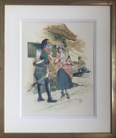 René GIFFEY - Scène de genre,vers 1920 - Gouache et aquarelle signée 2