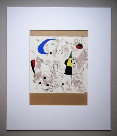 Joan MIRO (d’après) - Personnage dans la nuit, 1957 - Pochoir en couleurs signé 2