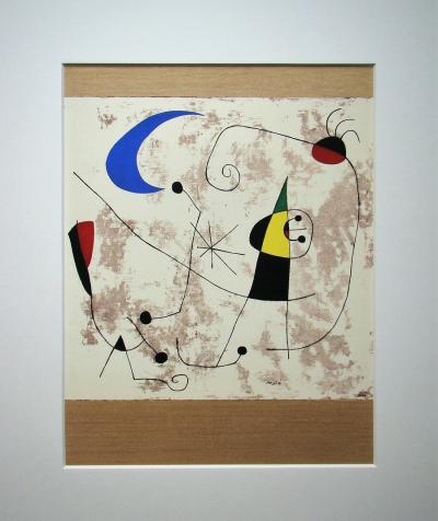 Joan MIRO (d’après) - Personnage dans la nuit, 1957 - Pochoir en couleurs signé 2
