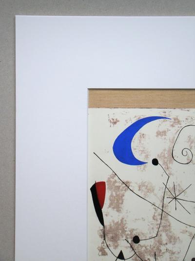 Joan MIRO (d’après) - Personnage dans la nuit, 1957 - Pochoir en couleurs signé 2