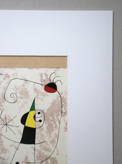 Joan MIRO (d’après) - Personnage dans la nuit, 1957 - Pochoir en couleurs signé 2