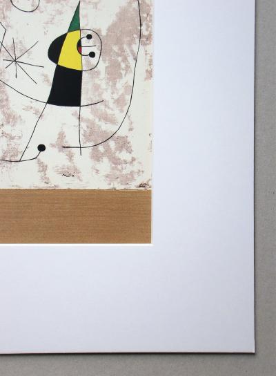 Joan MIRO (d’après) - Personnage dans la nuit, 1957 - Pochoir en couleurs signé 2