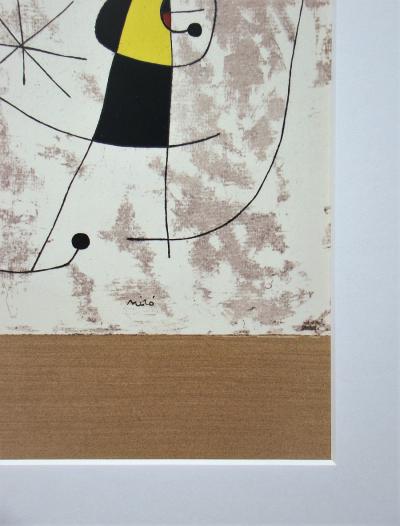 Joan MIRO (d’après) - Personnage dans la nuit, 1957 - Pochoir en couleurs signé 2