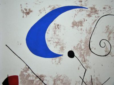 Joan MIRO (d’après) - Personnage dans la nuit, 1957 - Pochoir en couleurs signé 2