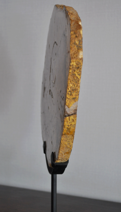 Objet de décoration - Large tranche de bois pétrifié sur socle 2