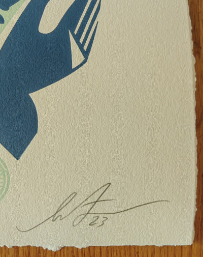 Shepard FAIREY (Obey) - Lotus Hands Letterpress (Teal) 2023 Letterpress 2
