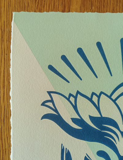Shepard FAIREY (Obey) - Lotus Hands Letterpress (Teal) 2023 Letterpress 2
