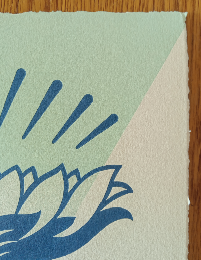 Shepard FAIREY (Obey) - Lotus Hands Letterpress (Teal) 2023 Letterpress 2