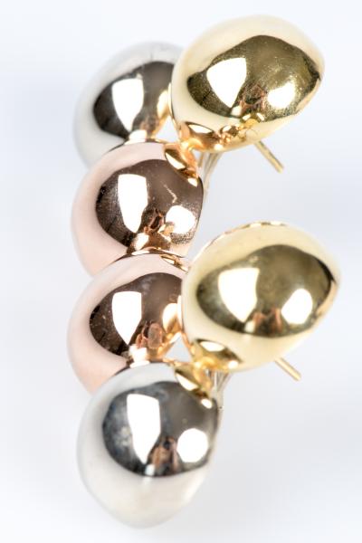 Boucles d’oreilles 3 ors (jaune, rose et blanc) 18 carats de la maison italienne ARTLINEA 2
