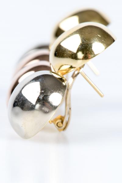 Boucles d’oreilles 3 ors (jaune, rose et blanc) 18 carats de la maison italienne ARTLINEA 2