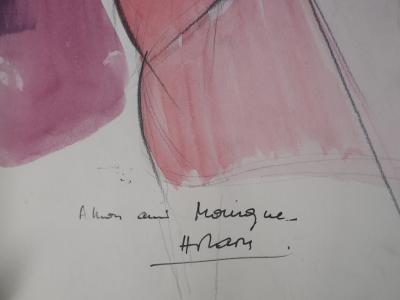 Camille Hilaire : Nu à la jarretelle - Aquarelle originale signée 2