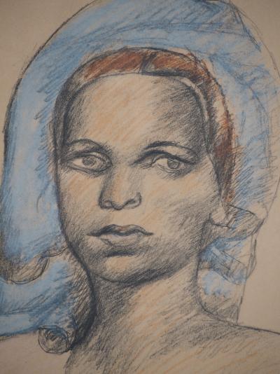 Le Corbusier : Jeune femme au voile bleu - Lithographie signée 2
