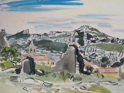 Yves BRAYER : Provence, Le Mas aux Cyprès - Aquarelle originale signée 2