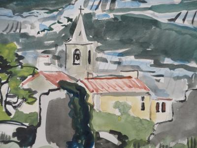 Yves BRAYER : Provence, Le Mas aux Cyprès - Aquarelle originale signée 2