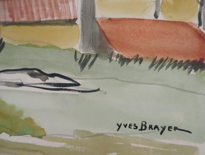 Yves BRAYER : Provence, Le Mas aux Cyprès - Aquarelle originale signée 2