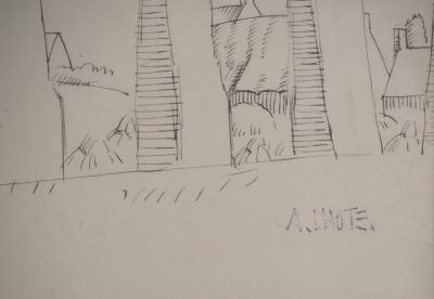 André LHOTE - Vestiges Romains : Le Pont du Gard - Dessin original signé 2
