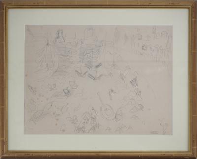 Raoul DUFY Normandia: Spiaggia vivace e barche a vela a Saint Address - Disegno originale firmato