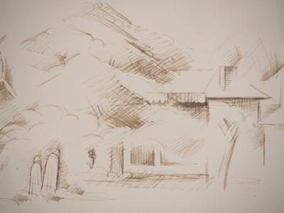 André LHOTE - Provence : le refuge des bergers - Dessin original signé 2