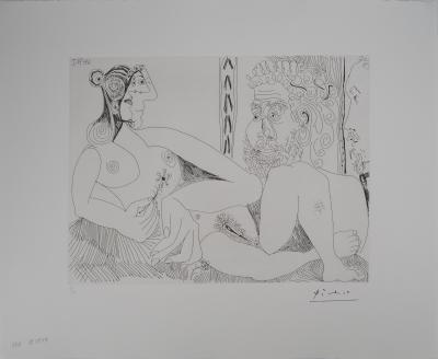 Pablo Picasso - Femmes aux fleurs, Homme Barbu et Degas - Gravure originale signée 2
