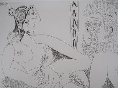 Pablo Picasso - Femmes aux fleurs, Homme Barbu et Degas - Gravure originale signée 2