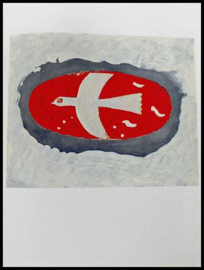 Georges BRAQUE (d’après) - l’oiseau fond rouge, 1967 - Lithographie 2