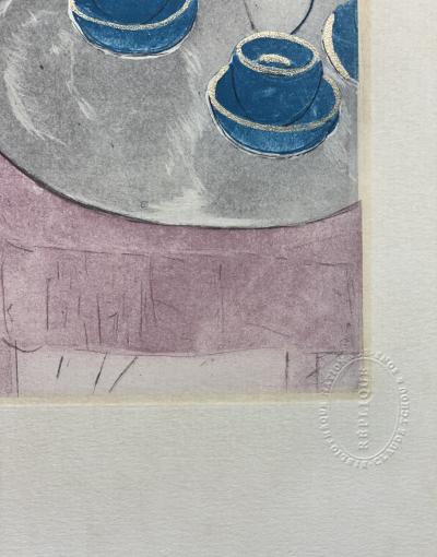 Mary Stevenson CASSATT -  Le thé - pointe sèche 1991 - monogramme dans la gravure 2