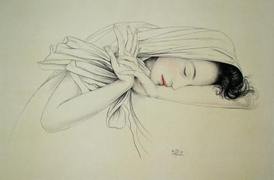 Walter SAUER (after) - Murasaki , 1930 - Offset print signed 2