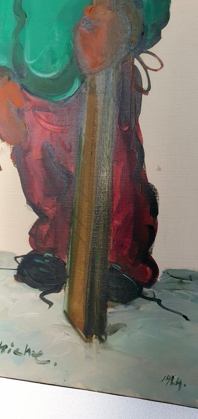 Michel THOMAS Poulbot au ski  1964  huile sur toile 2
