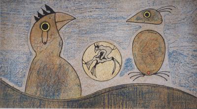 Max Ernst - Rêve surréaliste, les coqs - Lithographie originale signée 2