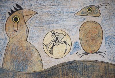 Max Ernst - Rêve surréaliste, les coqs - Lithographie originale signée 2