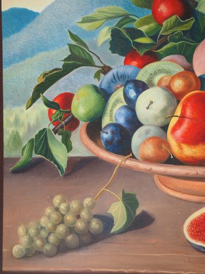 André QUELLIER - Nature morte aux fruits - Huile sur panneau signée 2