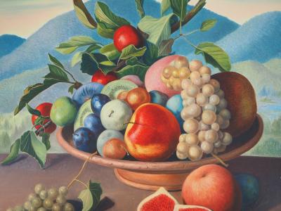 André QUELLIER - Nature morte aux fruits - Huile sur panneau signée 2