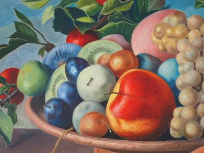 André QUELLIER - Nature morte aux fruits - Huile sur panneau signée 2