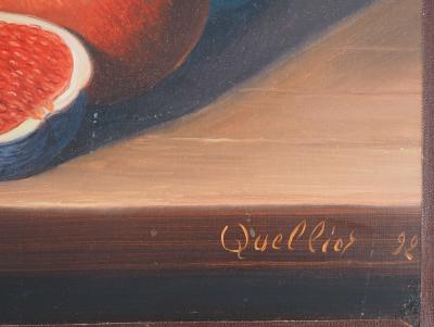 André QUELLIER - Nature morte aux fruits - Huile sur panneau signée 2