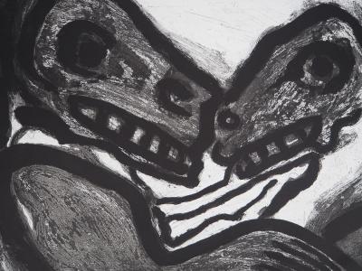 Bengt LINDSTROM : Couple de créatures primitives - Gravure originale signée 2