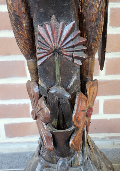 Sculpture - Paire De Flamant Rose - Bois Polychrome - Fin XIXème 2