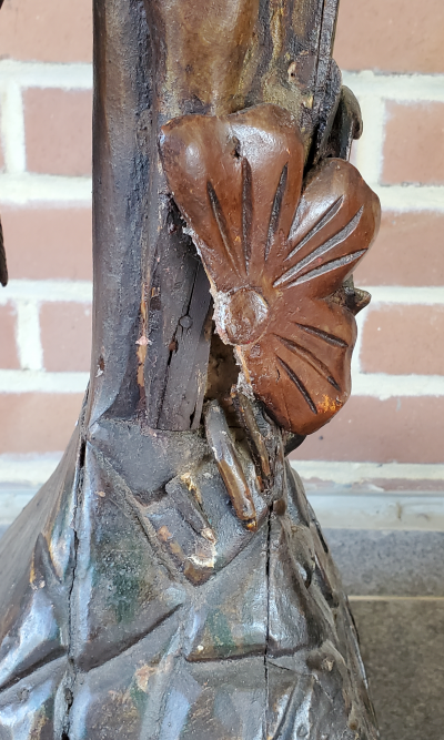 Sculpture - Paire De Flamant Rose - Bois Polychrome - Fin XIXème 2