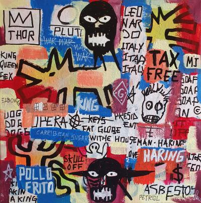 SPACO - Haring Mask Basquiat, 2023 - Technique mixte sur toile 2