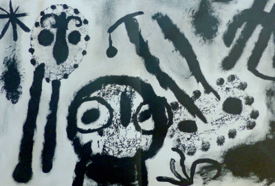 Joan MIRO - Travail Récent IV Personnages noir et blanc, 1953 - Lithographie originale 2