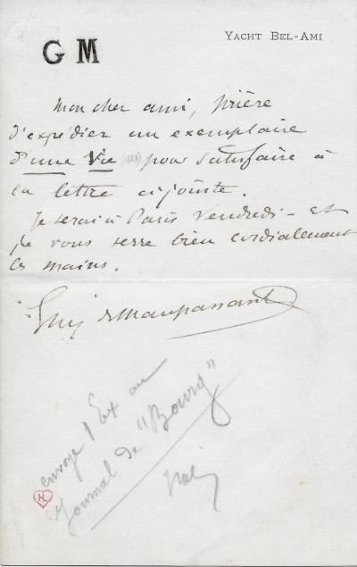 Guy de MAUPASSANT - Lettre autographe signée 2