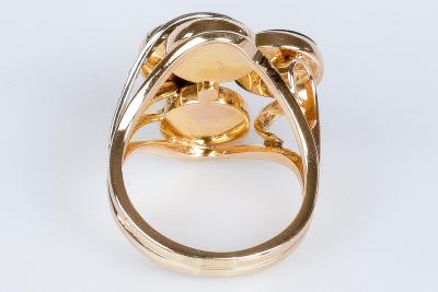 Bague en or rose 18 carats orné de 4 onyx et 13 diamants taille rond 2