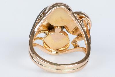Bague en or rose 18 carats orné de 4 onyx et 13 diamants taille rond 2