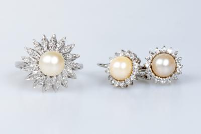 Parure Bague et boucles d’oreilles, style Art Moderne en or 18 carats 2