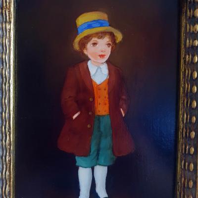 Suzanna KALMAN   jeune fille au manteau  huile sur bois 2