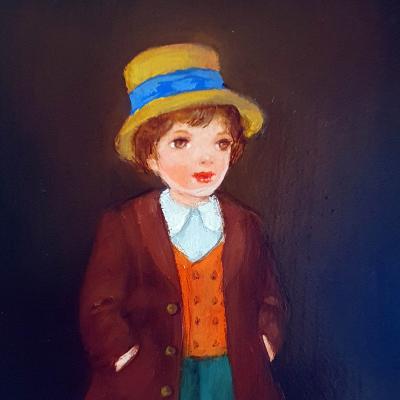 Suzanna KALMAN   jeune fille au manteau  huile sur bois 2